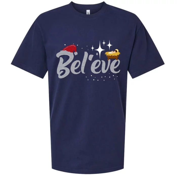 Believe Jesus Gift For Christmas Sueded Cloud Jersey T-Shirt