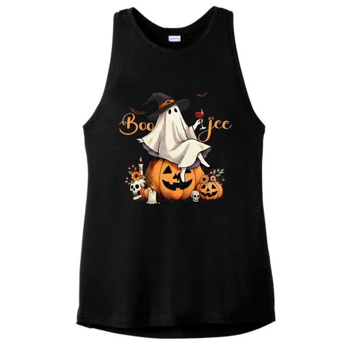 Boo Jee Ghost Ice Coffee Coquette Bow Halloween Women Girl Gift Ladies Tri-Blend Wicking Tank