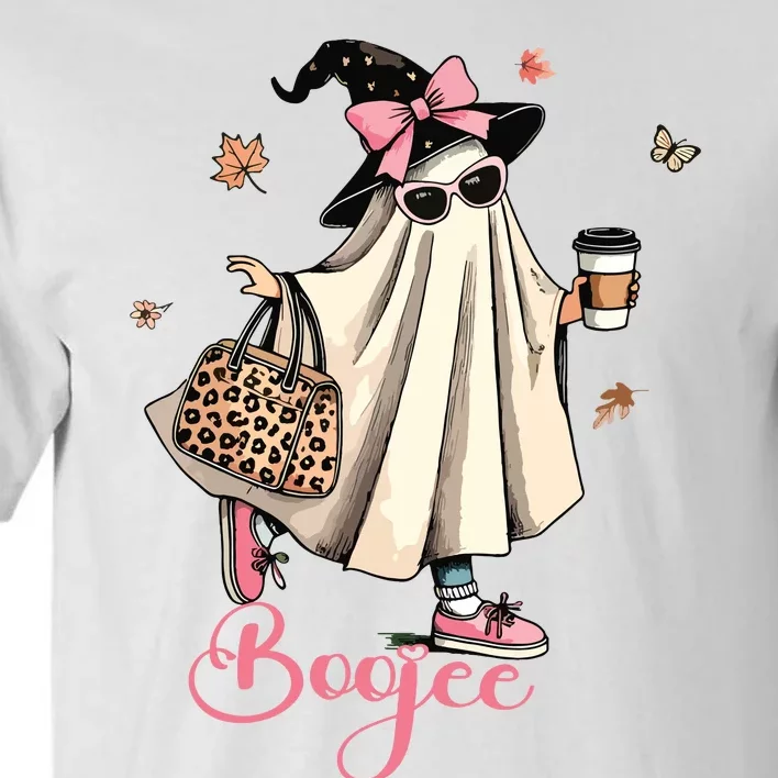 Boo Jee Ghost Drinking Coffee Coquette Bow Halloween Women Tall T-Shirt