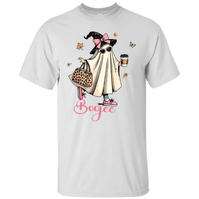 Boo Jee Ghost Drinking Coffee Coquette Bow Halloween Women Tall T-Shirt