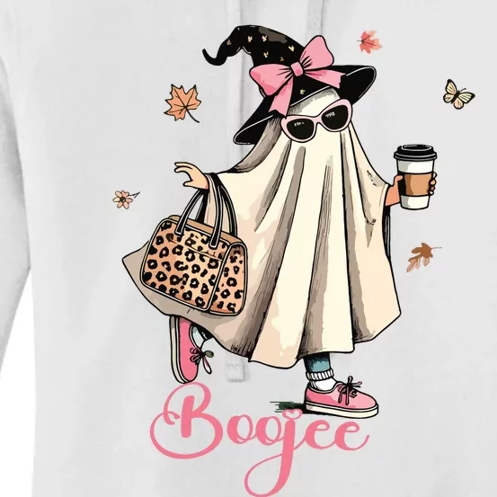 Boo Jee Ghost Drinking Coffee Coquette Bow Halloween Women Women's Pullover Hoodie