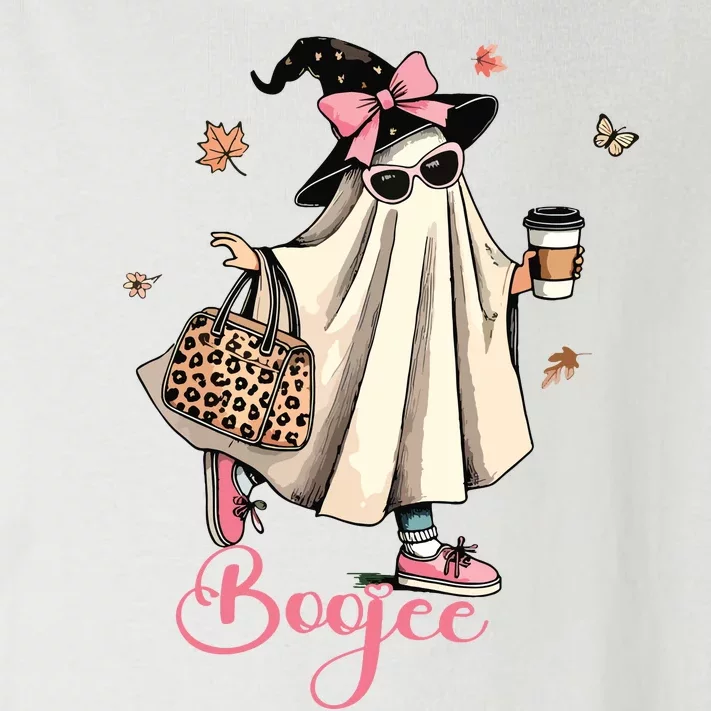 Boo Jee Ghost Drinking Coffee Coquette Bow Halloween Women Toddler Long Sleeve Shirt