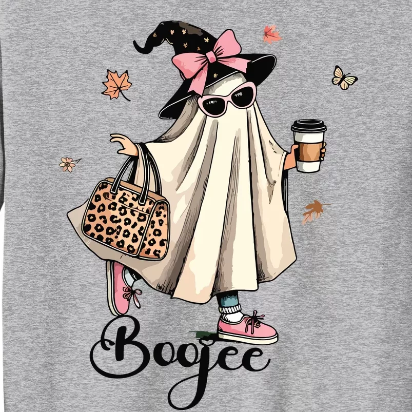 Boo Jee Ghost Ice Coffee Coquette Bow Halloween Women Girl Tall Sweatshirt