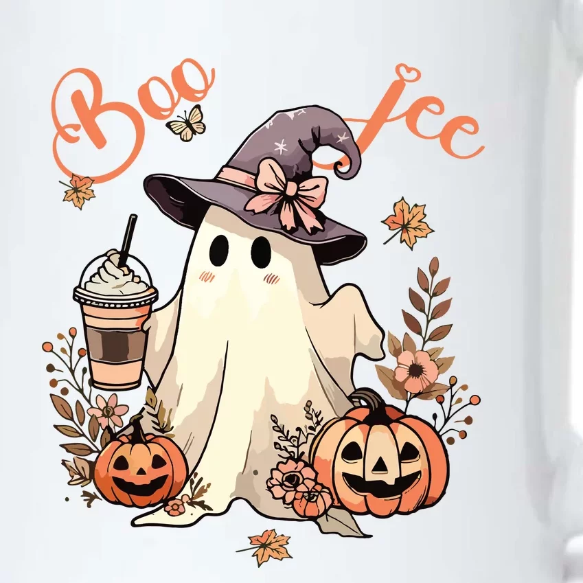 Boo Jee Ghost Drinking Coffee Coquette Bow Halloween Women Black Color Changing Mug