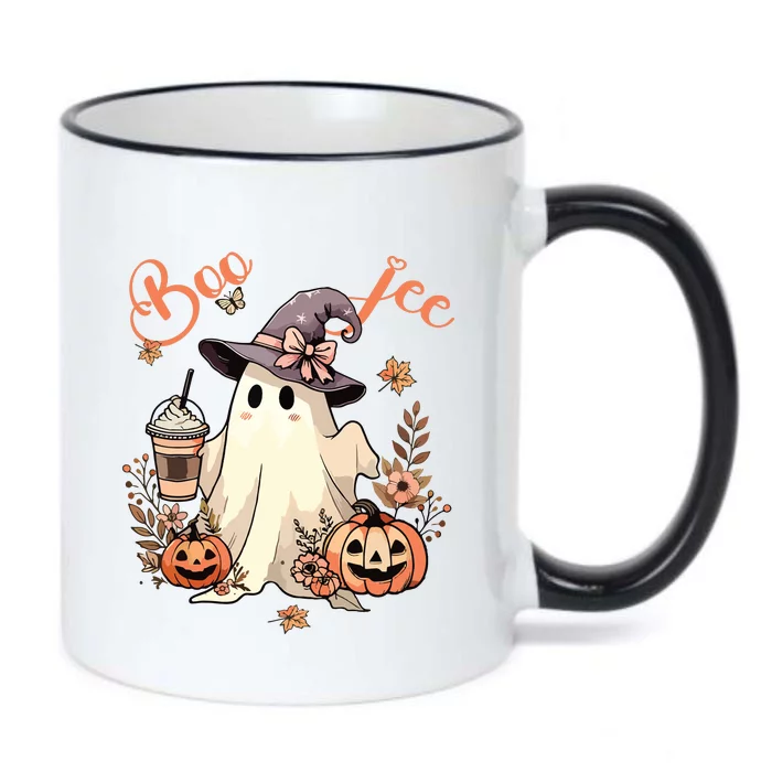 Boo Jee Ghost Drinking Coffee Coquette Bow Halloween Women Black Color Changing Mug