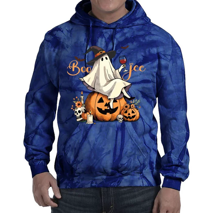 Boo Jee Ghost Ice Coffee Coquette Bow Halloween Women Girl Tie Dye Hoodie