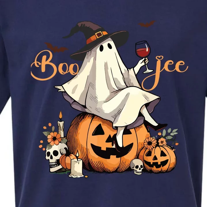 Boo Jee Ghost Ice Coffee Coquette Bow Halloween Women Girl Sueded Cloud Jersey T-Shirt