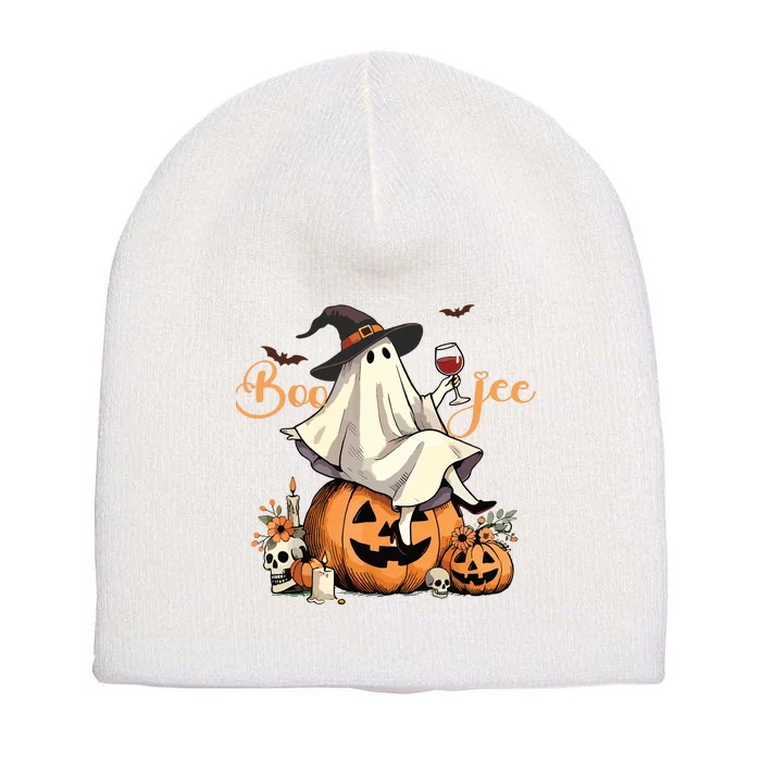 Boo Jee Ghost Ice Coffee Coquette Bow Halloween Women Girl Short Acrylic Beanie