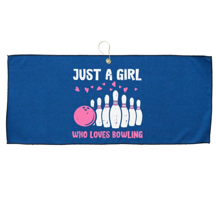 Bowler Just Girl Loves Bowling Cute Girl Wo Large Microfiber Waffle Golf Towel