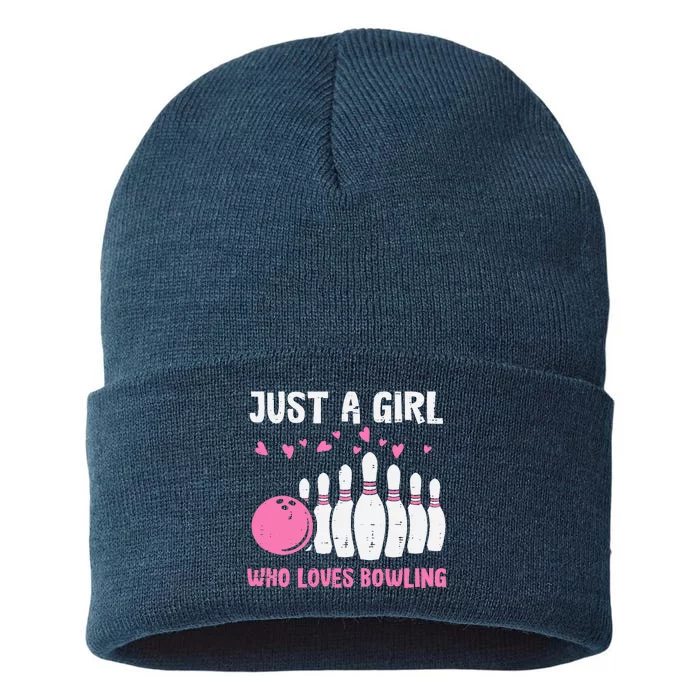 Bowler Just Girl Loves Bowling Cute Girl Wo Sustainable Knit Beanie