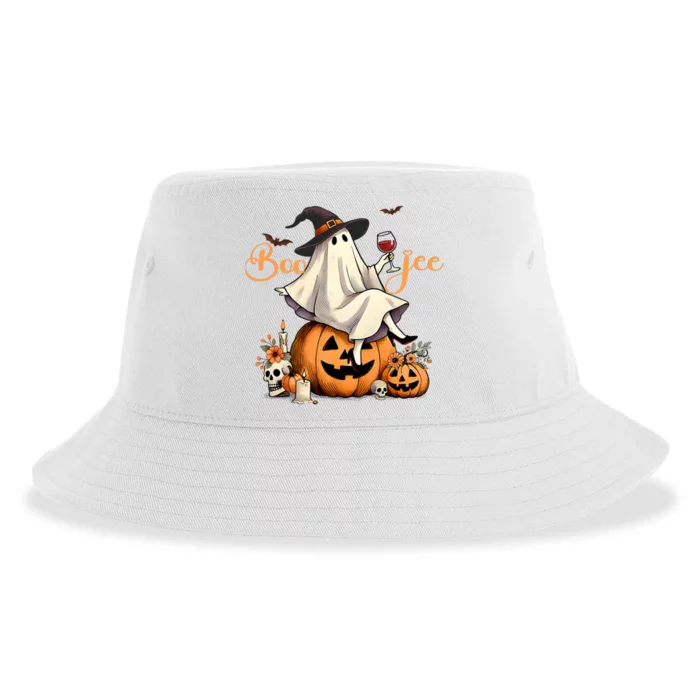 Boo Jee Ghost Ice Coffee Coquette Bow Halloween Sustainable Bucket Hat