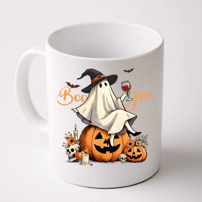 Boo Jee Ghost Ice Coffee Coquette Bow Halloween Front & Back Coffee Mug