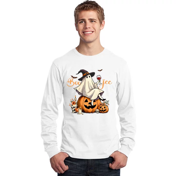 Boo Jee Ghost Ice Coffee Coquette Bow Halloween Tall Long Sleeve T-Shirt