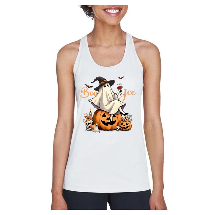 Boo Jee Ghost Ice Coffee Coquette Bow Halloween Women's Racerback Tank