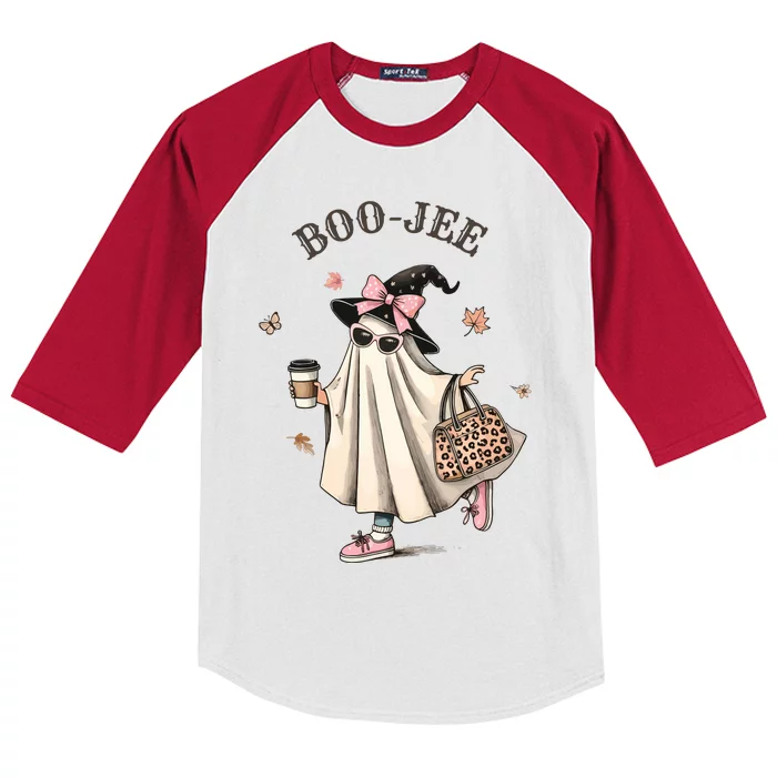 Boo Jee Ghost Halloween Spooky Kids Colorblock Raglan Jersey