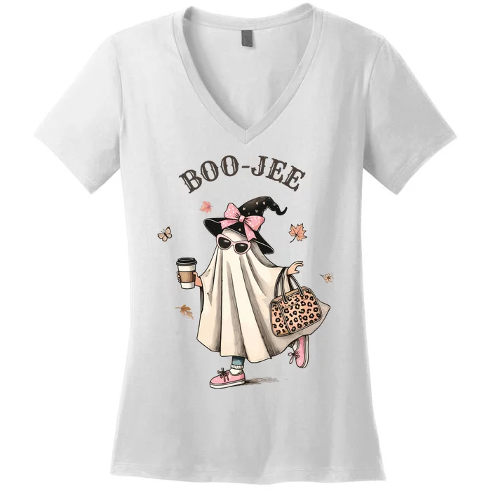 Boo Jee Ghost Halloween Spooky Women's V-Neck T-Shirt