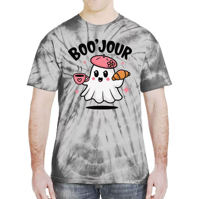 Boo Jour Ghost French Teacher Vintage Teacherlife Groovy Tie-Dye T-Shirt