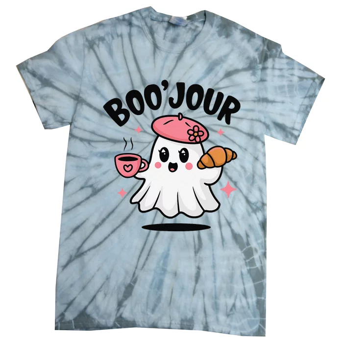 Boo Jour Ghost French Teacher Vintage Teacherlife Groovy Tie-Dye T-Shirt