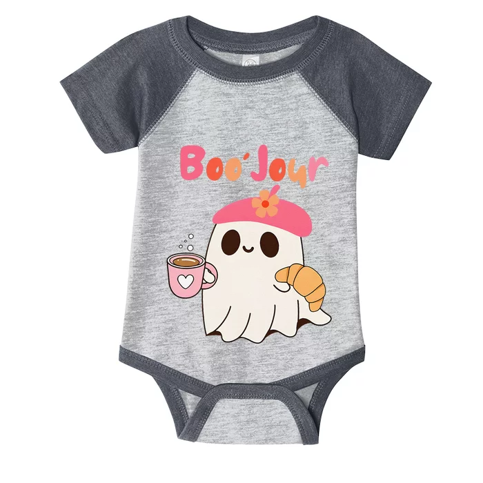 Boo Jour Ghost French Teacher Vintage Teacherlife Groovy Gift Infant Baby Jersey Bodysuit