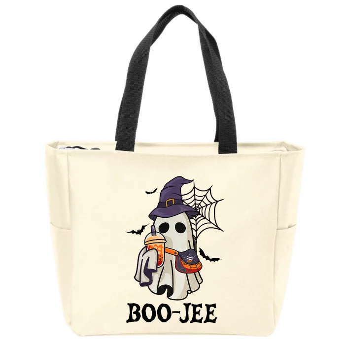 Boo Jee Halloween Spooky Season Cute Ghost Boujee Boogee Zip Tote Bag