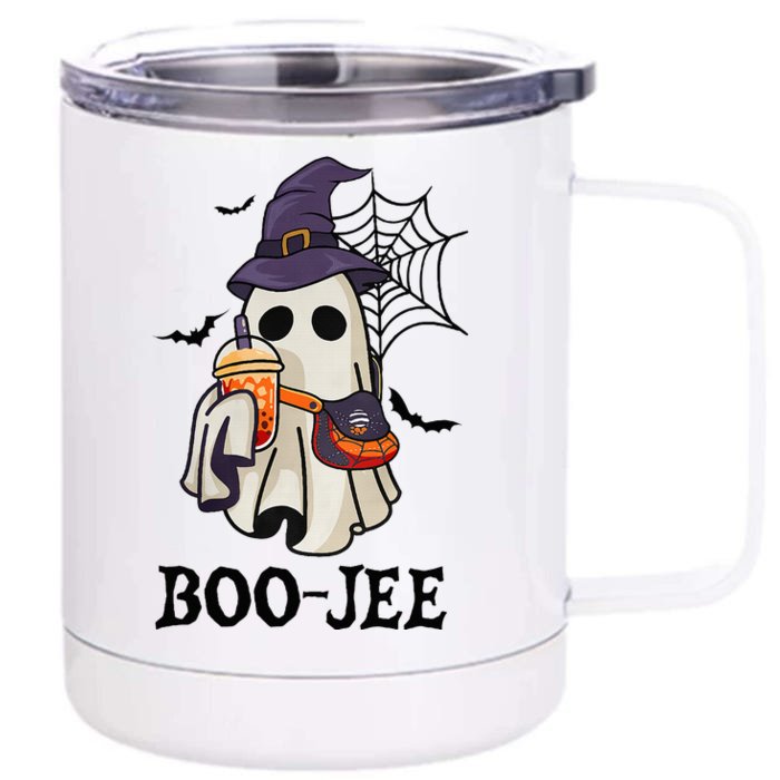 Boo Jee Halloween Spooky Season Cute Ghost Boujee Boogee Front & Back 12oz Stainless Steel Tumbler Cup