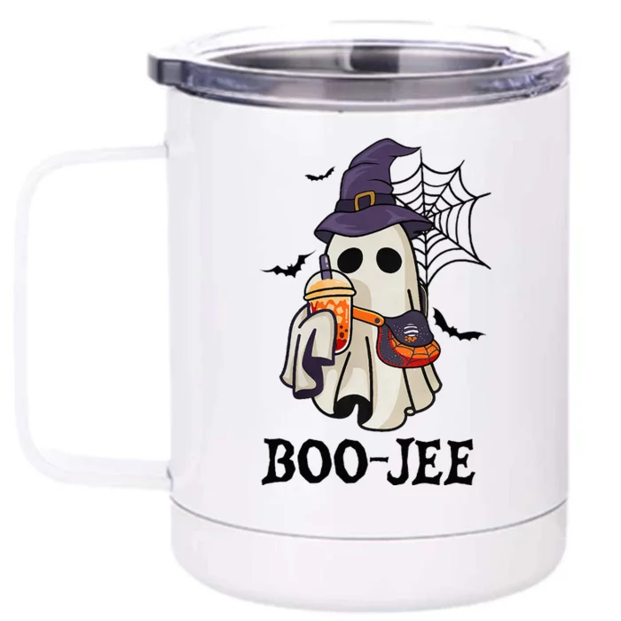 Boo Jee Halloween Spooky Season Cute Ghost Boujee Boogee Front & Back 12oz Stainless Steel Tumbler Cup