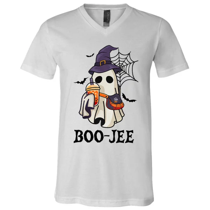 Boo Jee Halloween Spooky Season Cute Ghost Boujee Boogee V-Neck T-Shirt