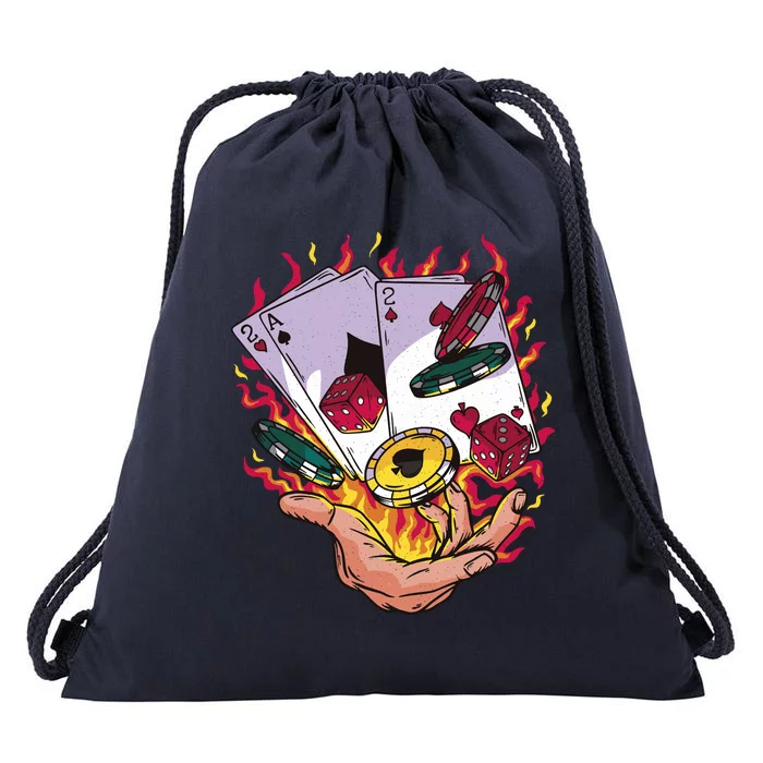 Black Jack Hand Poker Drawstring Bag