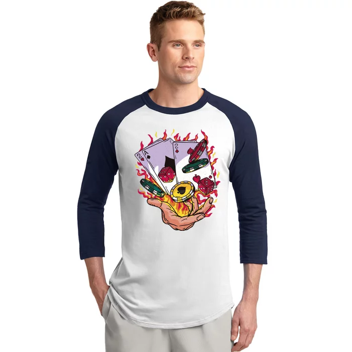 Black Jack Hand Poker Baseball Sleeve Shirt