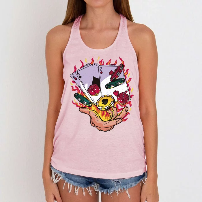 Black Jack Hand Poker Women's Knotted Racerback Tank