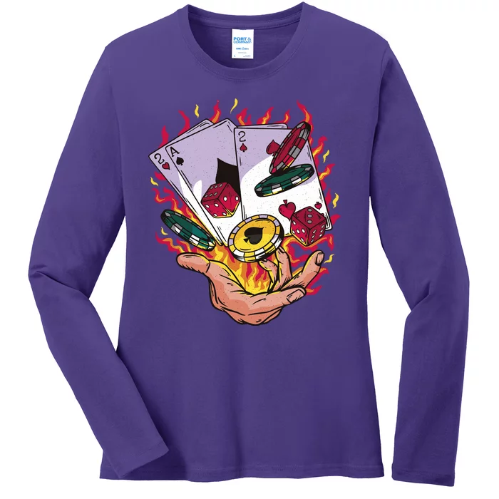 Black Jack Hand Poker Ladies Long Sleeve Shirt