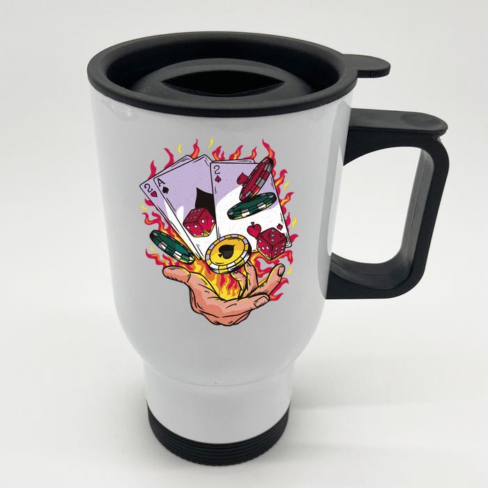 Black Jack Hand Poker Front & Back Stainless Steel Travel Mug