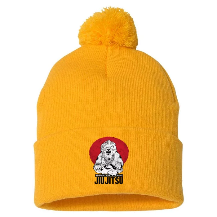 Brazilian Jiu Jitsu BJJ MMA Fighter Jiujitsu Funny Lion Pom Pom 12in Knit Beanie