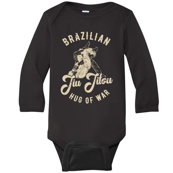 Brazilian Jiu Jitsu BJJ Distressed Funny Baby Long Sleeve Bodysuit