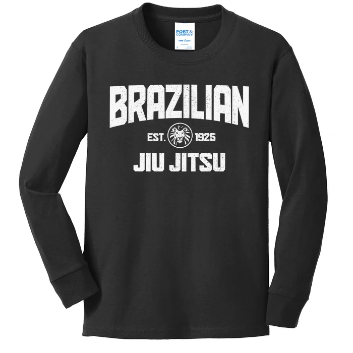 Brazilian Jiu Jitsu Established 1925 BJJ Gift MMA Fighter Kids Long Sleeve Shirt