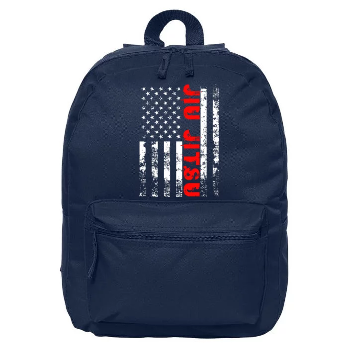 Brazilian Jiu Jitsu American Flag US Sports 16 in Basic Backpack