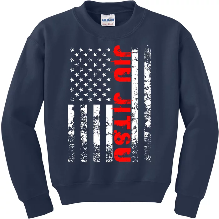 Brazilian Jiu Jitsu American Flag US Sports Kids Sweatshirt