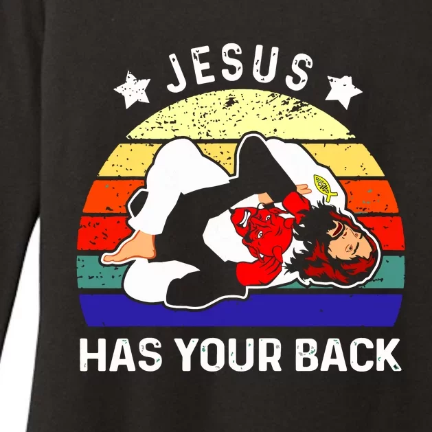 Brazilian Jiu Jitsu Jesus Has Your Back Womens CVC Long Sleeve Shirt