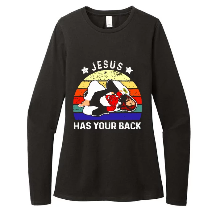 Brazilian Jiu Jitsu Jesus Has Your Back Womens CVC Long Sleeve Shirt