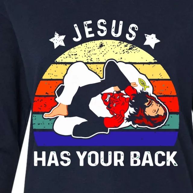 Brazilian Jiu Jitsu Jesus Has Your Back Womens Cotton Relaxed Long Sleeve T-Shirt