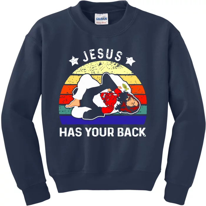 Brazilian Jiu Jitsu Jesus Has Your Back Kids Sweatshirt