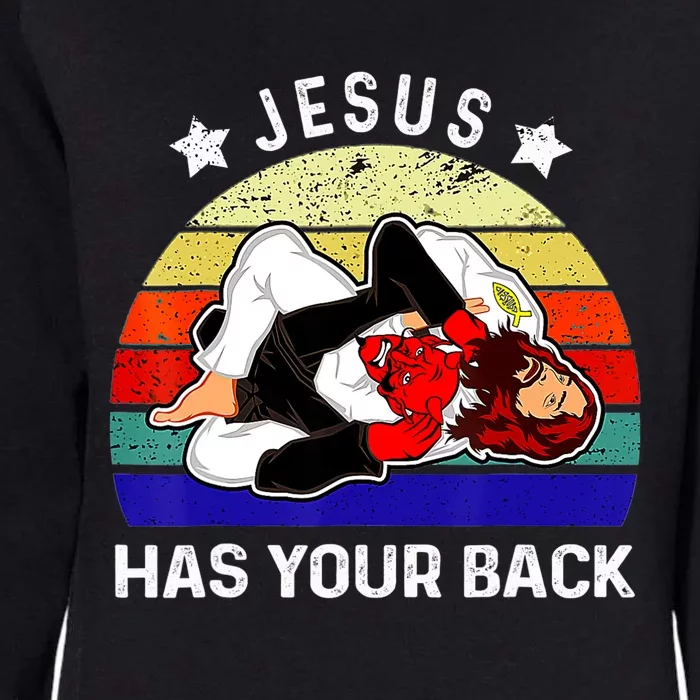 Brazilian Jiu Jitsu Jesus Jesus Has Your Back Womens California Wash Sweatshirt