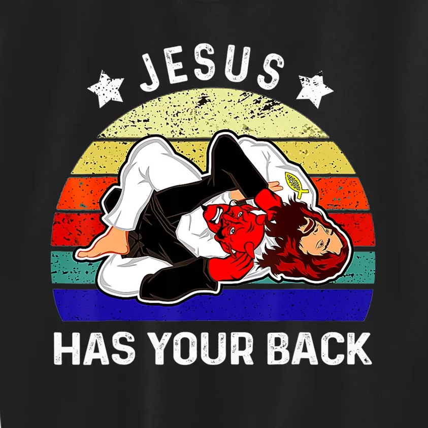 Brazilian Jiu Jitsu Jesus Jesus Has Your Back Kids Sweatshirt