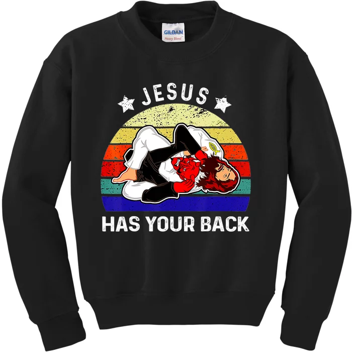 Brazilian Jiu Jitsu Jesus Jesus Has Your Back Kids Sweatshirt