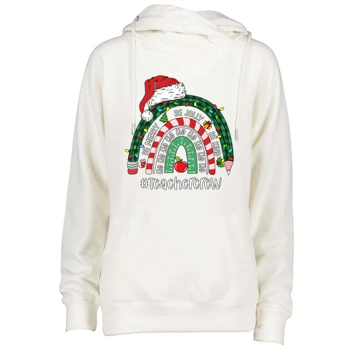 Bemerry Jolly Kind Teacher Crew Christmas Rainbow Womens Funnel Neck Pullover Hood