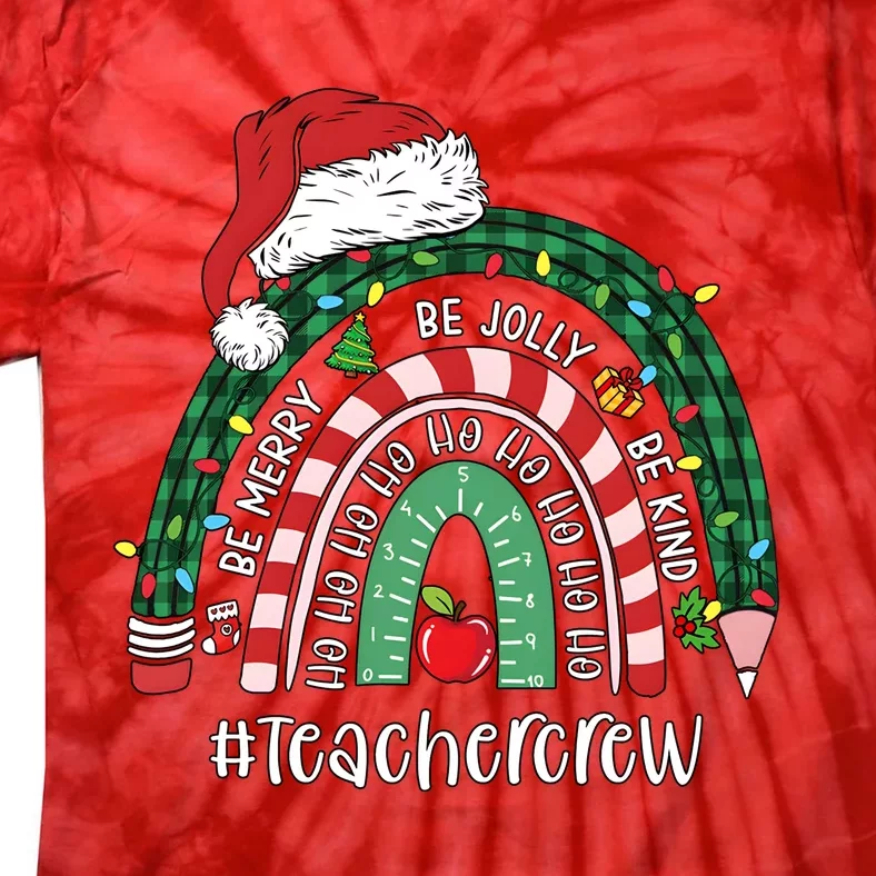 Bemerry Jolly Kind Teacher Crew Christmas Rainbow Tie-Dye T-Shirt