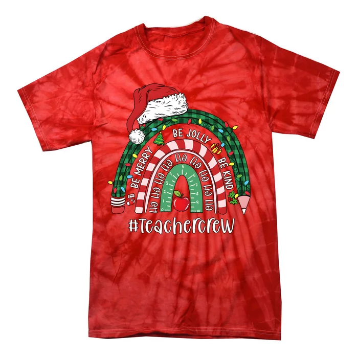 Bemerry Jolly Kind Teacher Crew Christmas Rainbow Tie-Dye T-Shirt