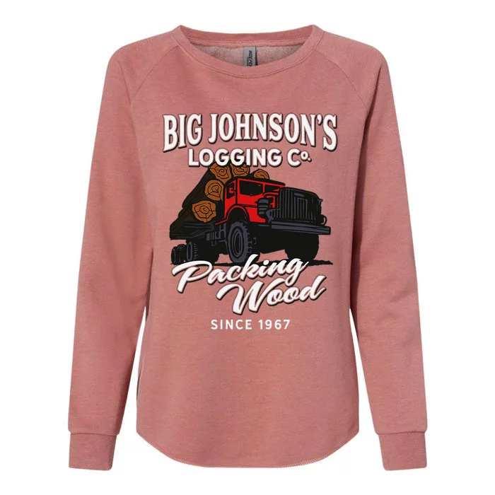 Big JohnsonS Logging Co. Packing Wood Funny Logger Womens California Wash Sweatshirt