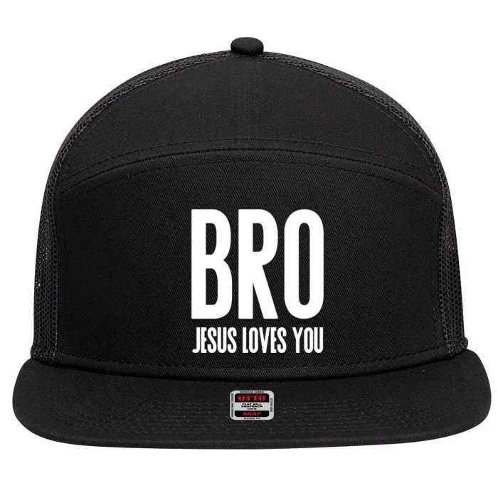 Bro Jesus Loves You Christian 7 Panel Mesh Trucker Snapback Hat