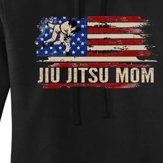 Bjj Jiujitsu Mom American Usa Flag Sports Women's Pullover Hoodie